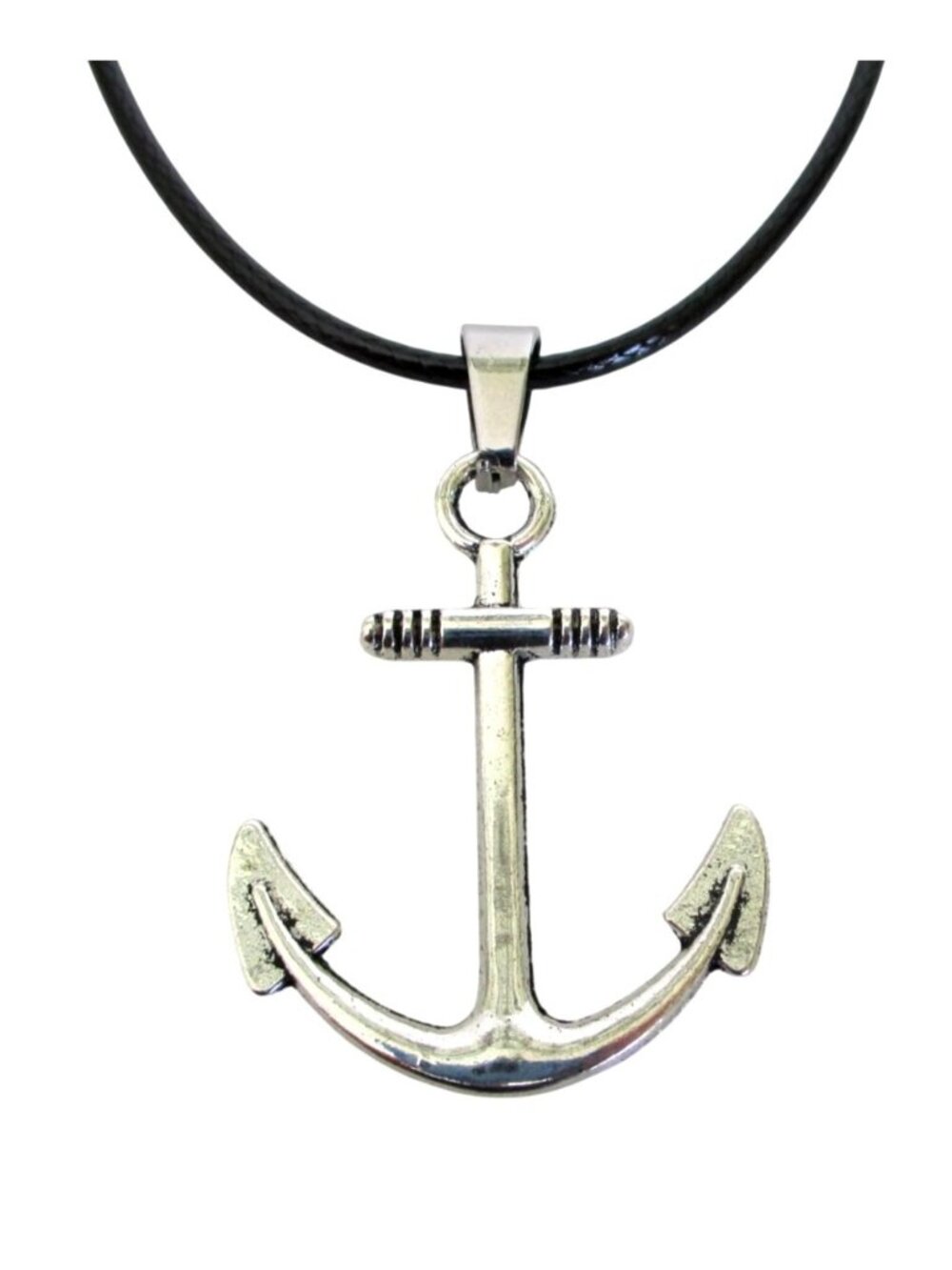 New Anchor Pendant Necklace With Black Cord Nautical Unisex Jewelry Gift